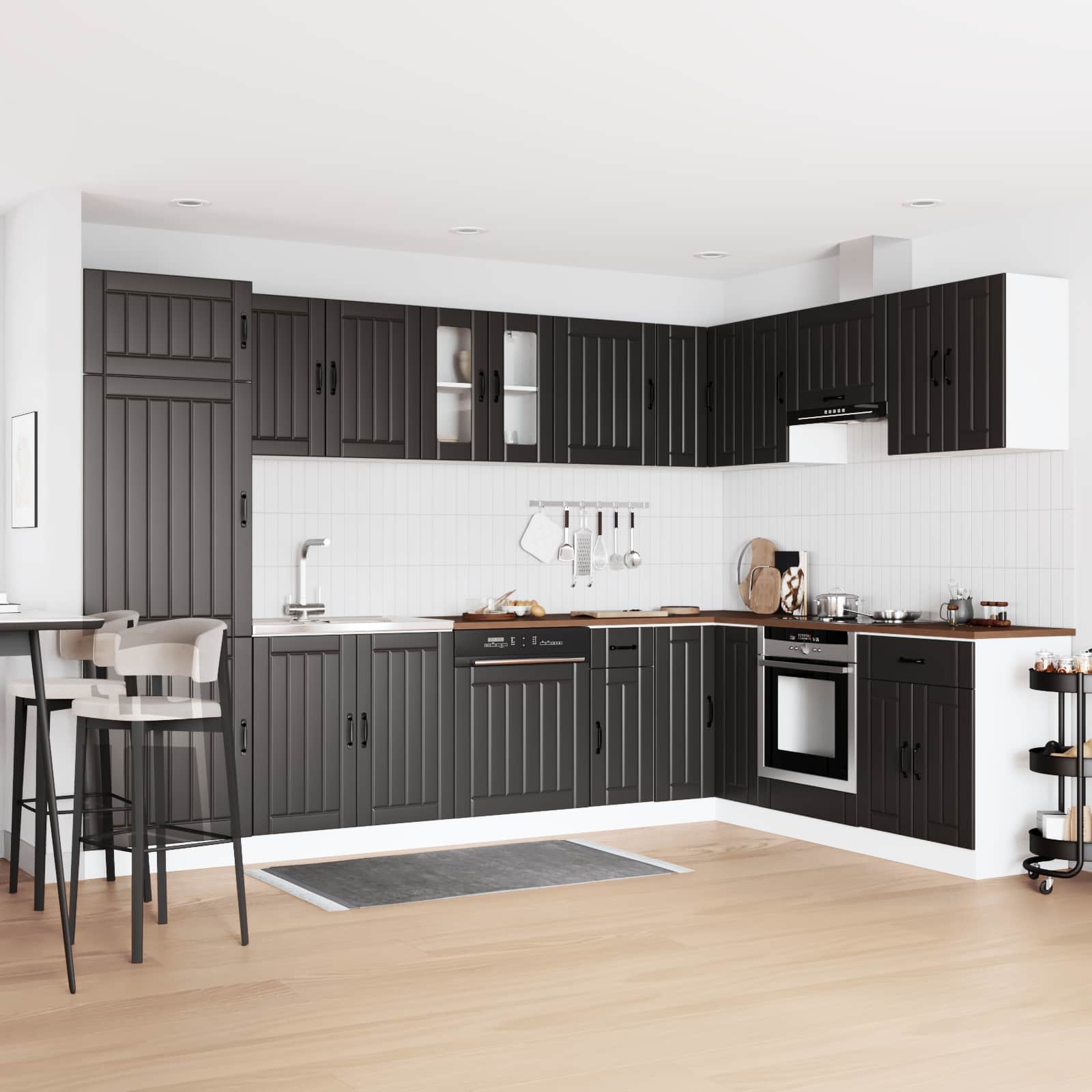 Mueble Bajo para Fregadero con almacenamiento Lucca 2 pcs Negro