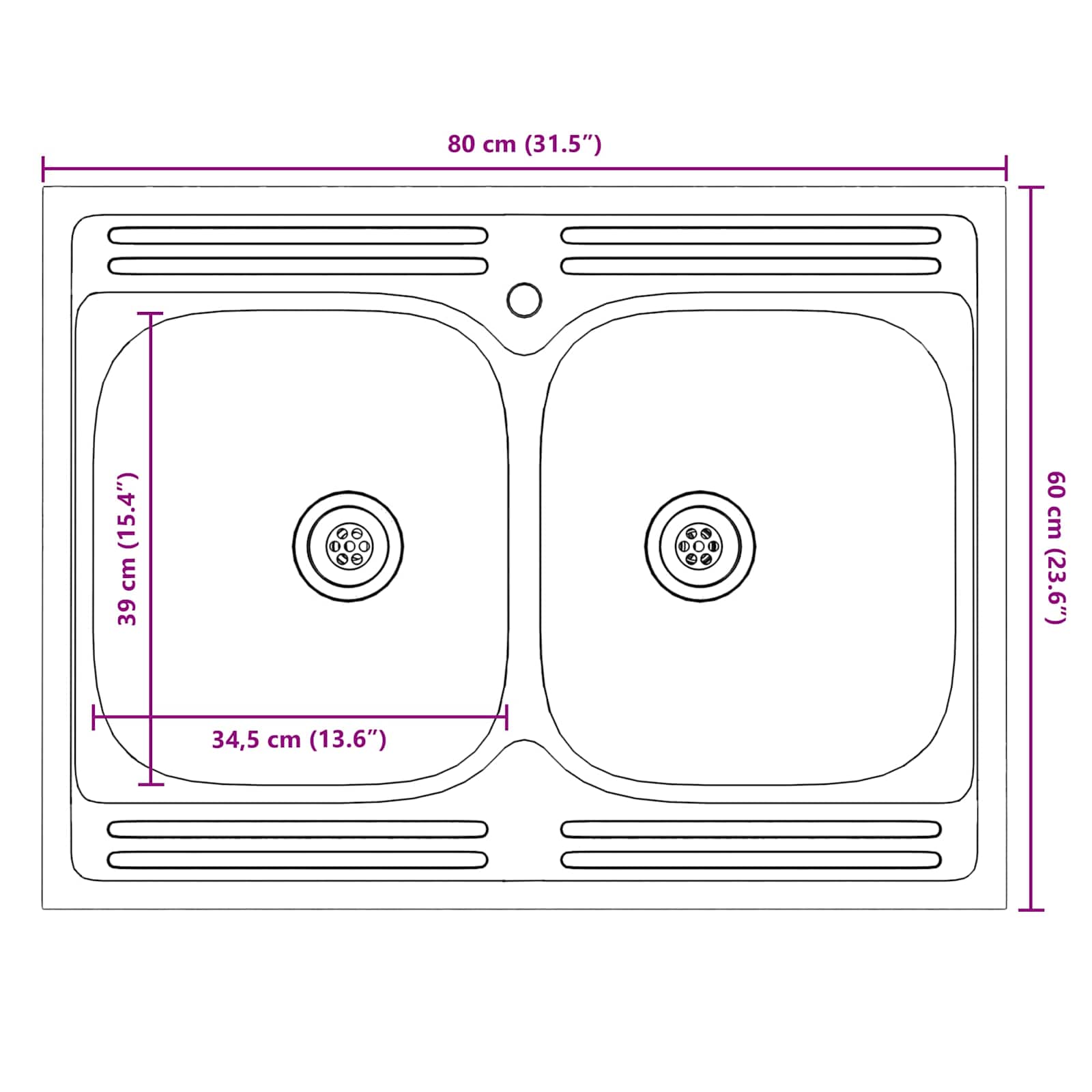 Mueble Bajo para Fregadero con almacenamiento Lucca 2 pcs Negro