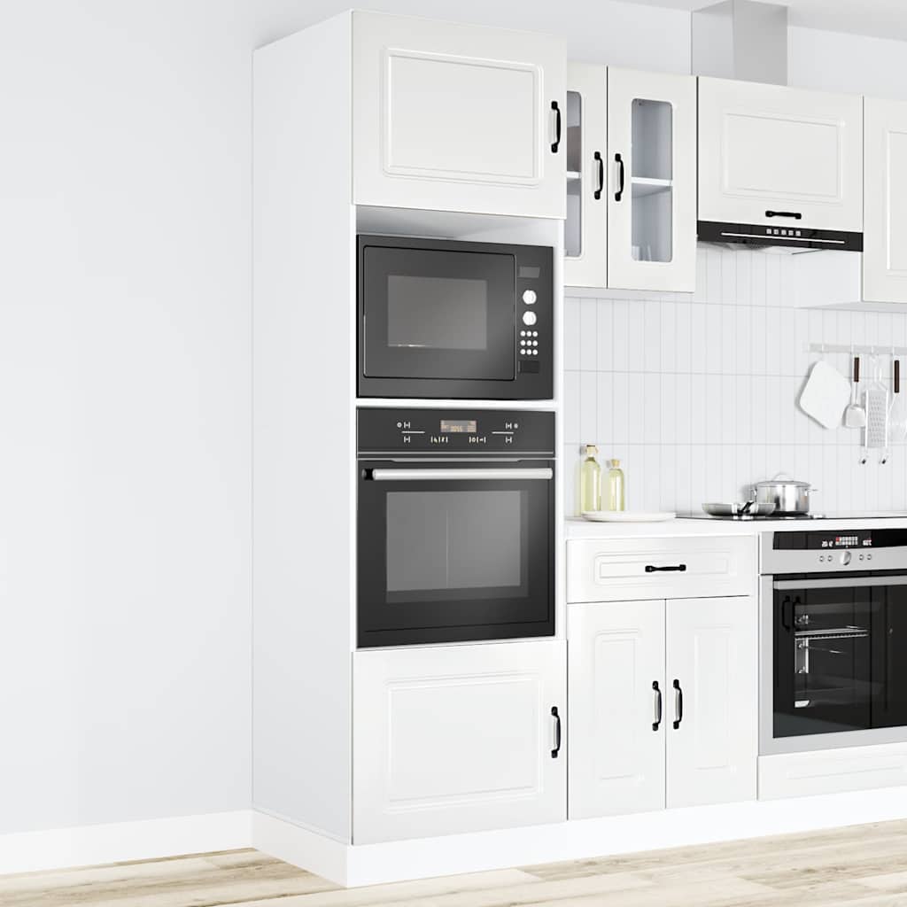 Armarios para horno (2 unidades) "Kalmar" de madera de ingeniería blanca brillante