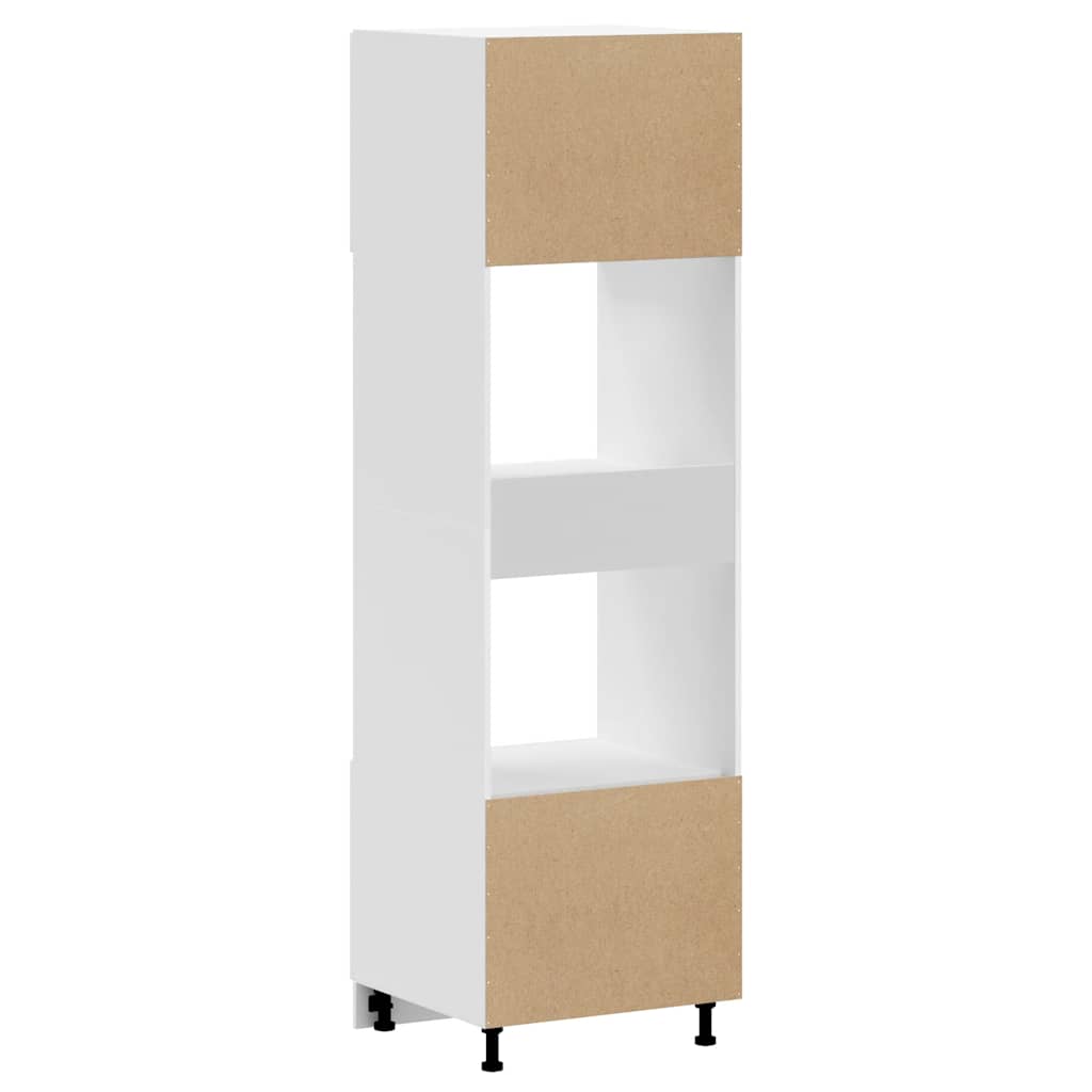 Armarios para horno (2 unidades) "Kalmar" de madera de ingeniería blanca brillante