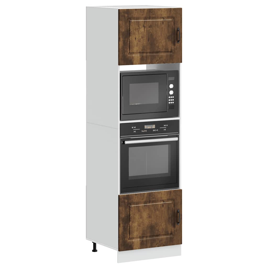 Armarios para horno (2 unidades) "Kalmar" de madera de ingeniería blanca brillante