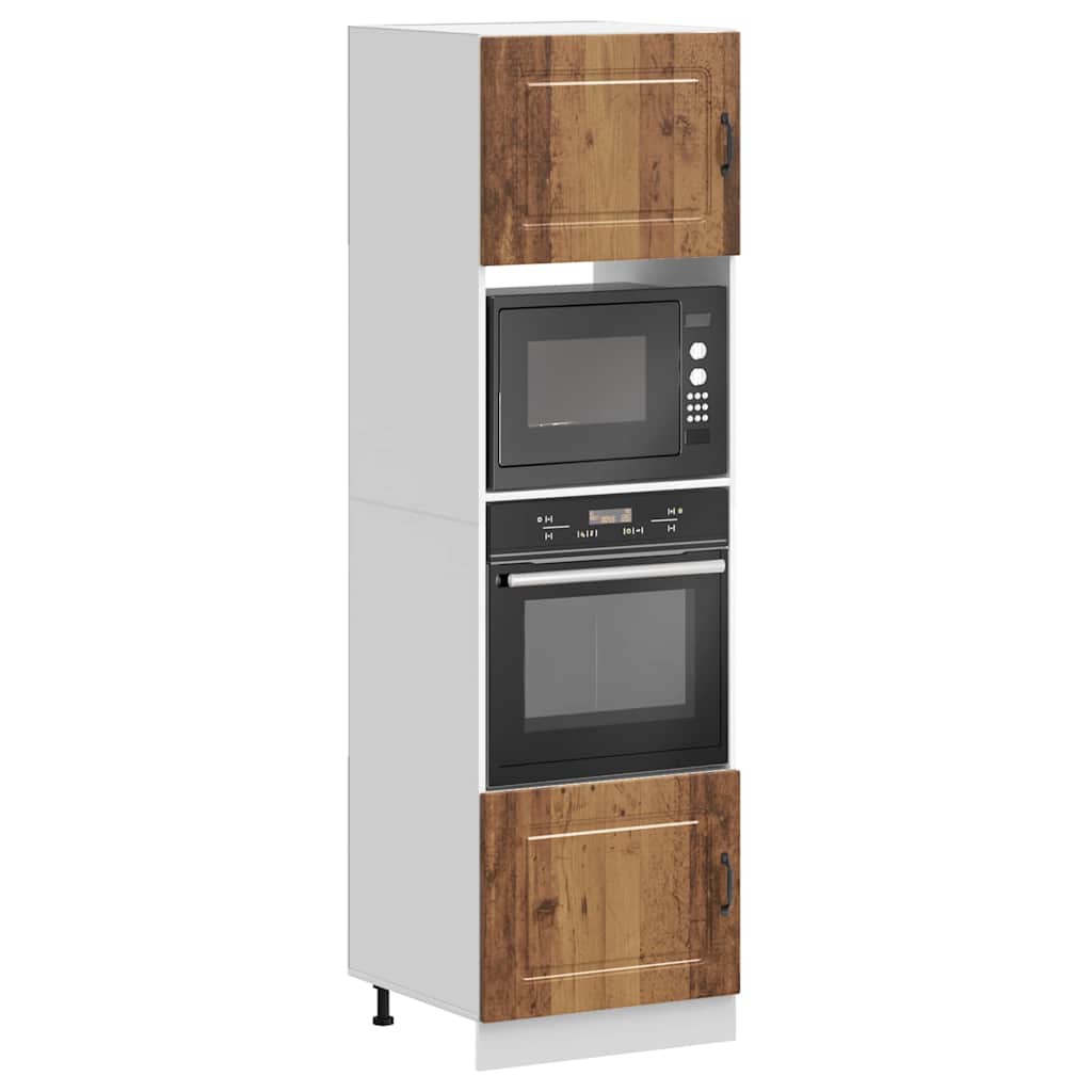 Armarios para horno (2 unidades) "Kalmar" de madera de ingeniería blanca brillante