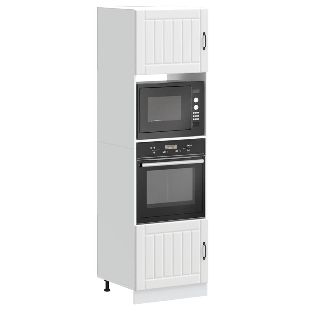 Armarios para horno (2 unidades) "Kalmar" de madera de ingeniería blanca brillante