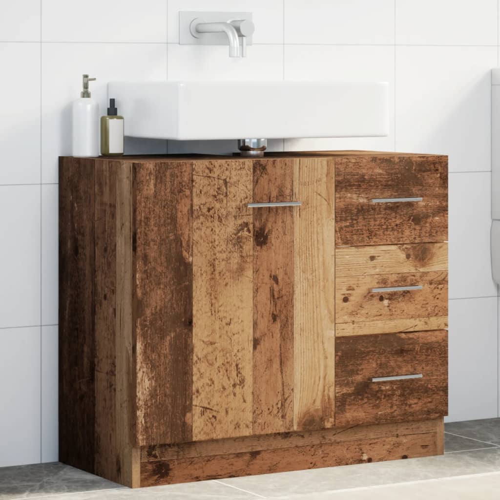 Armario lavabo madera contrachapada roble Sonoma 90x38,5x45 cm