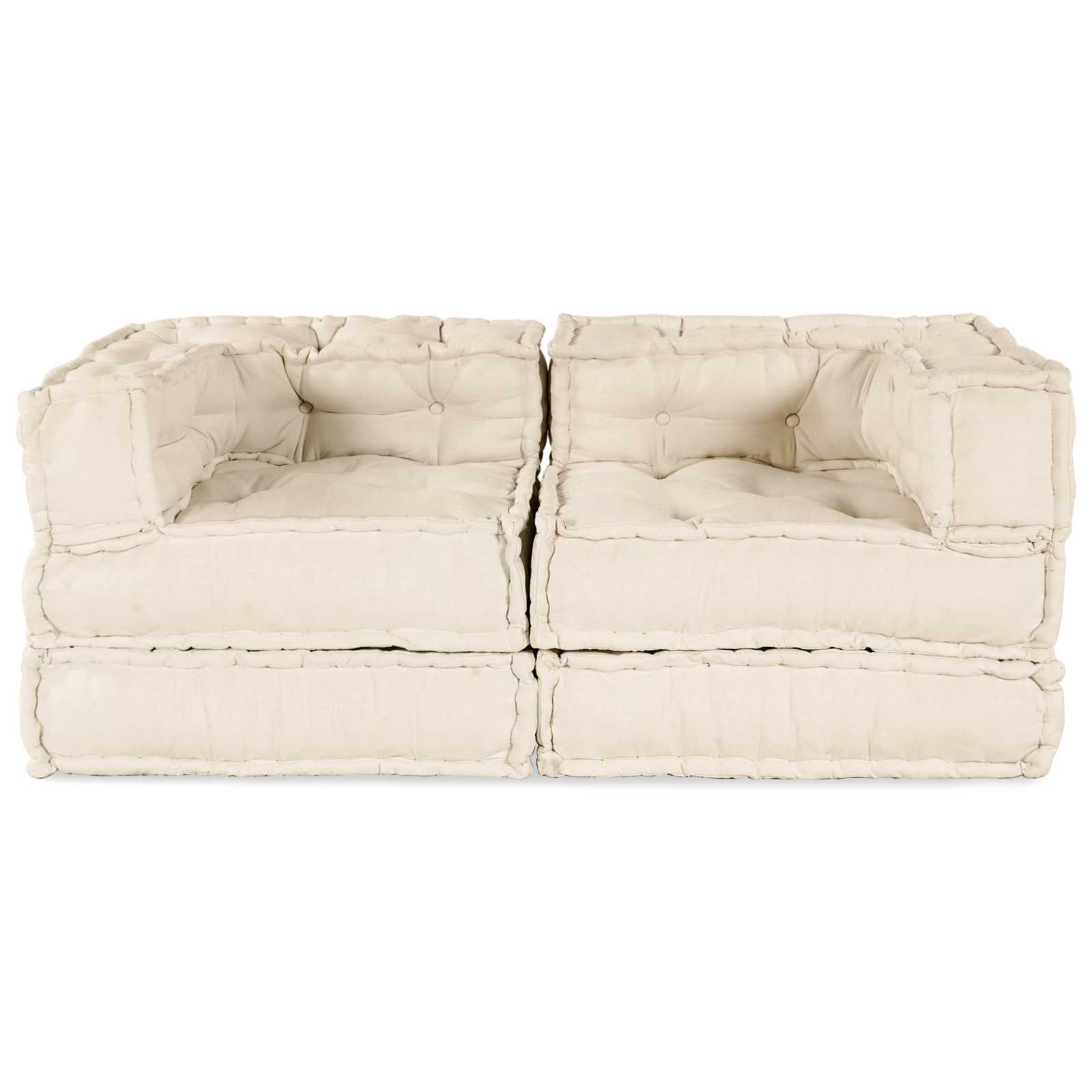 Unidad de Sofá Modular 2 pcs Crema 140 x 70 x 56 cm Tela