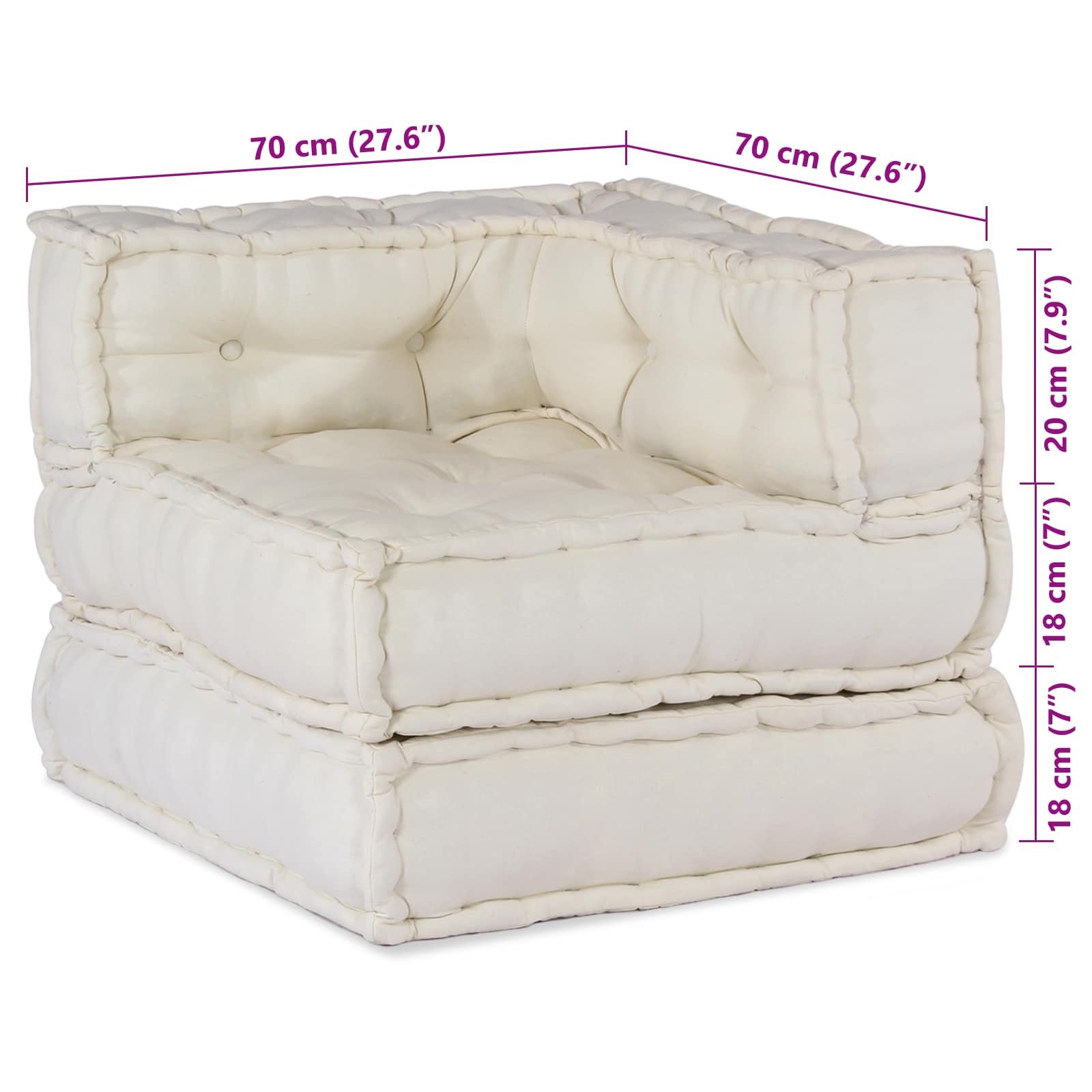 Unidad de Sofá Modular 2 pcs Crema 140 x 70 x 56 cm Tela