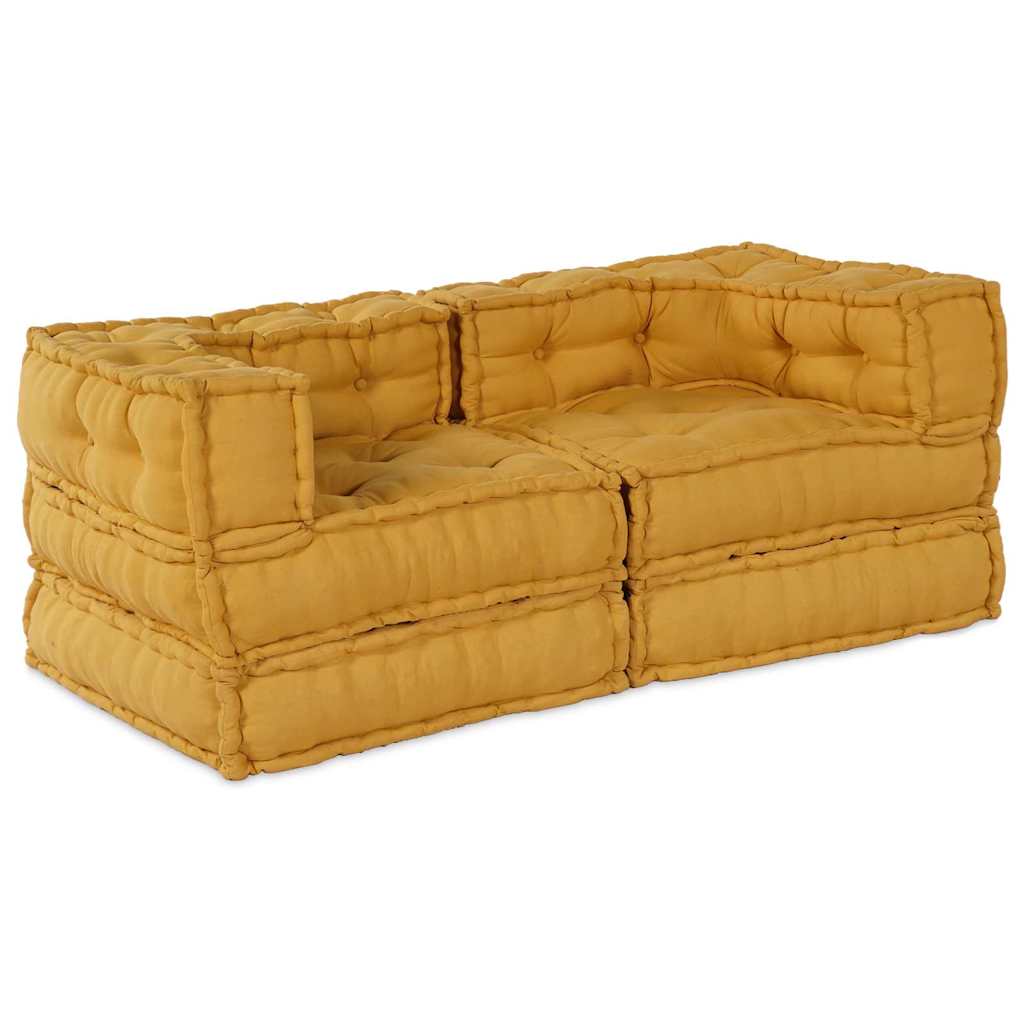 Modular Sofa Unit 2 pcs Yellow 140 x 70 x 36 cm Fabric