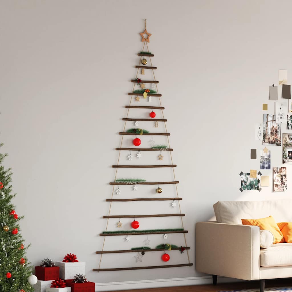 Árbol de Navidad colgante con estrella en la punta, 100 x 210 cm, rama natural