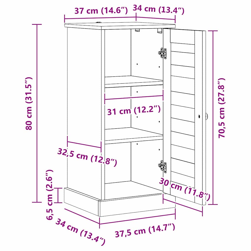 Mueble de Cuarto de Baño con estante VIGO Marrón y Marrón Miel