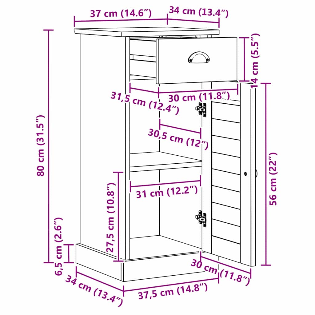 Mueble de Cuarto de Baño con cajón VIGO Marrón y Marrón Miel