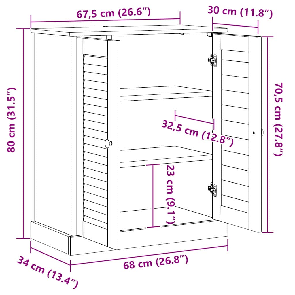 Mueble de Cuarto de Baño con estante VIGO Marrón y Marrón Miel