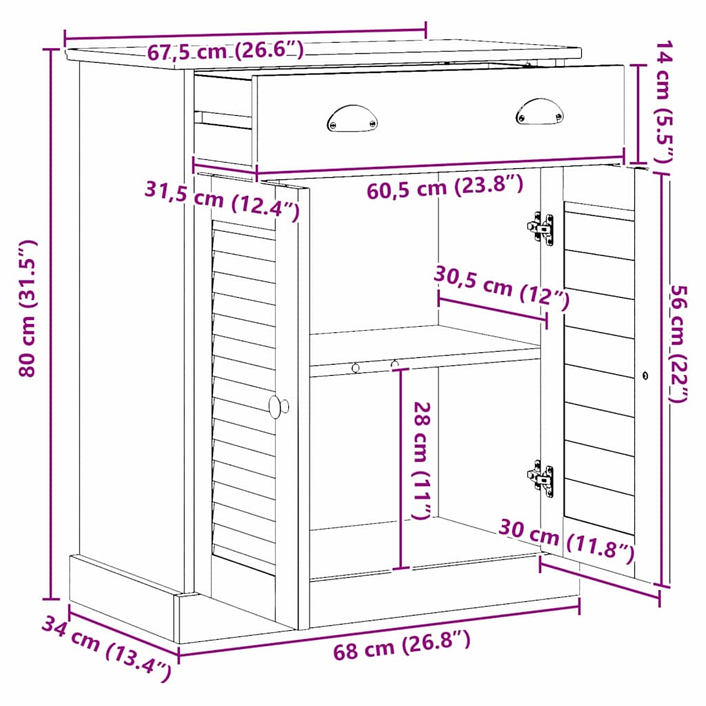 Mueble de Cuarto de Baño con estante VIGO Marrón y Marrón Miel