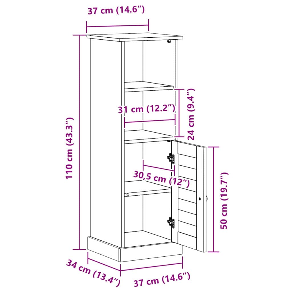 Mueble de Cuarto de Baño VIGO y Antiguo 37 x 34 x 110 cm
