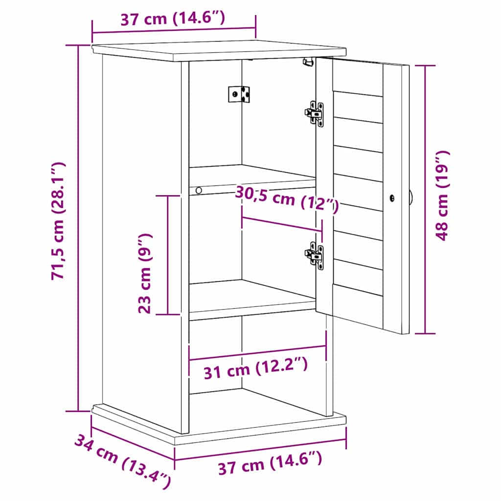 Mueble de Cuarto de Baño con estante VIGO Marrón y Marrón Miel