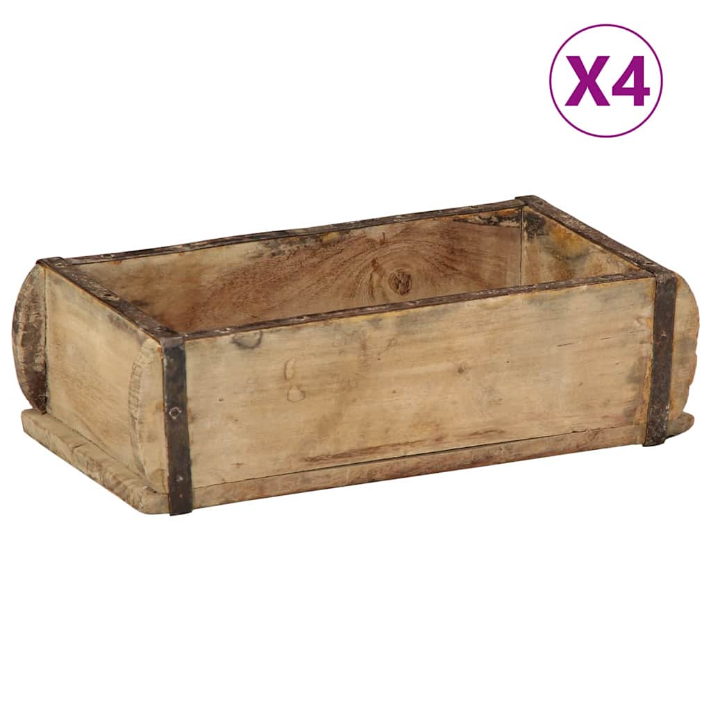 Tray 2 pcs Brown 29 x 31 x 10 cm Solid reclaimed wood