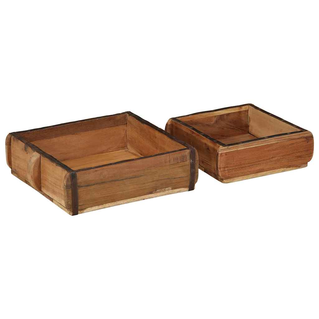 Bandeja 2 pcs Marrón 29 x 31 x 10 cm Madera sólida recuperada