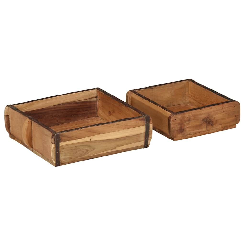 Bandeja 2 pcs Marrón 29 x 31 x 10 cm Madera sólida recuperada