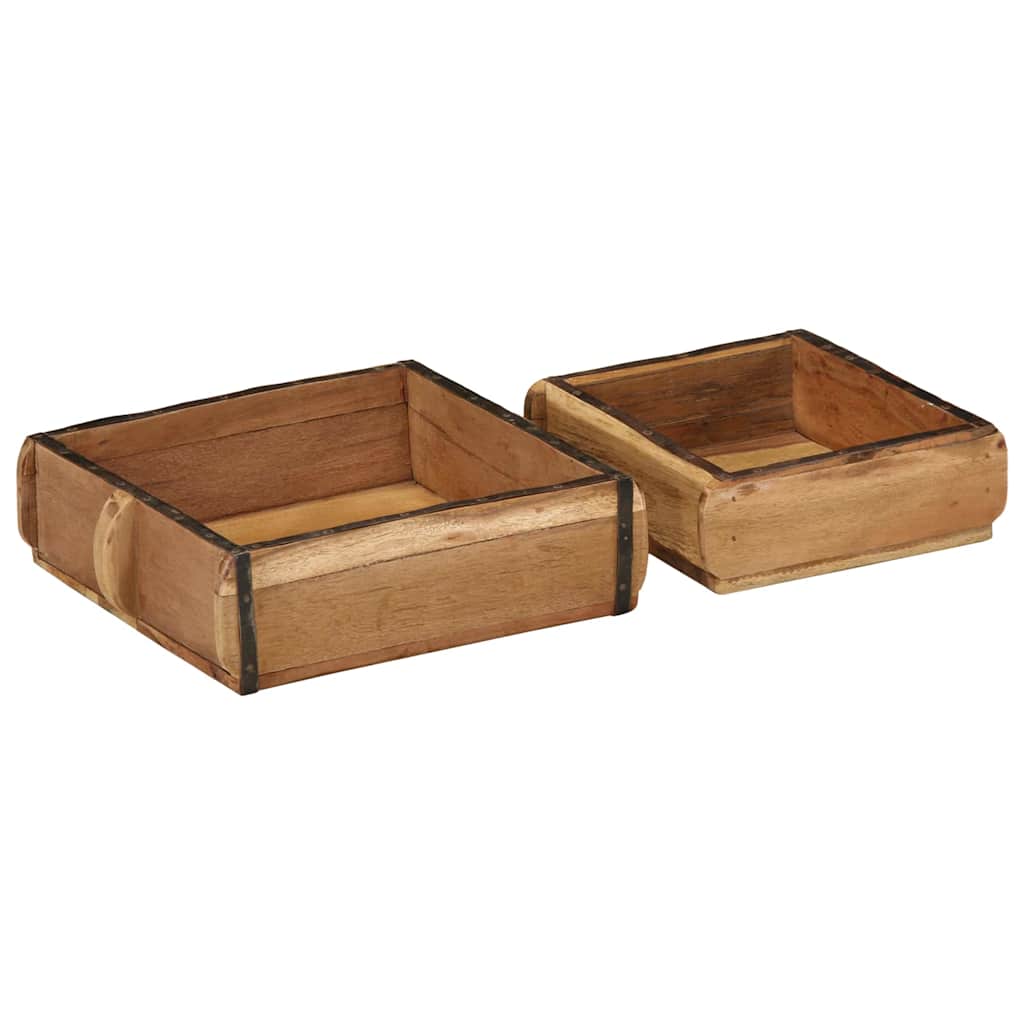 Bandeja 2 pcs Marrón 29 x 31 x 10 cm Madera sólida recuperada