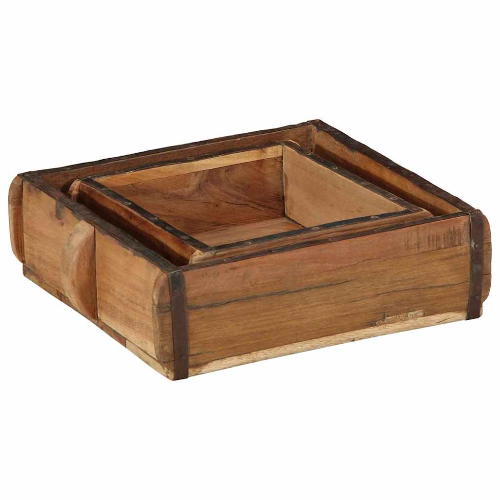 Bandeja 2 pcs Marrón 29 x 31 x 10 cm Madera sólida recuperada
