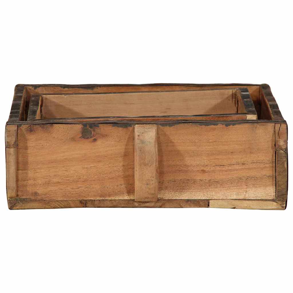 Bandeja 2 pcs Marrón 29 x 31 x 10 cm Madera sólida recuperada