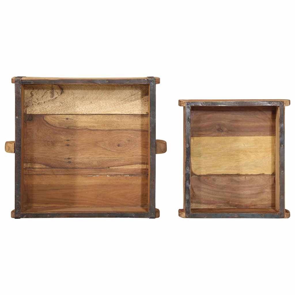 Bandeja 2 pcs Marrón 29 x 31 x 10 cm Madera sólida recuperada