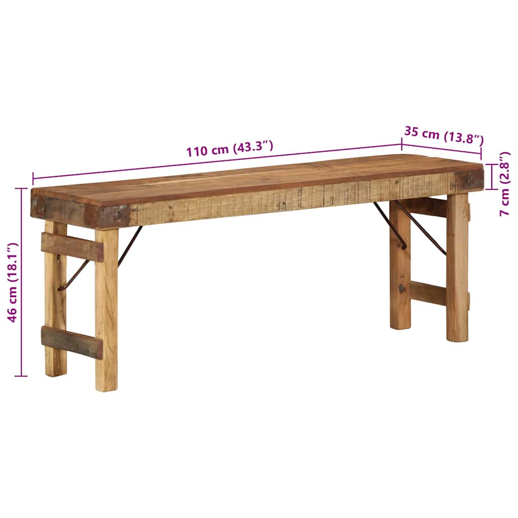 Banco Natural 110 x 35 x 46 cm Madera Vieja Recuperada