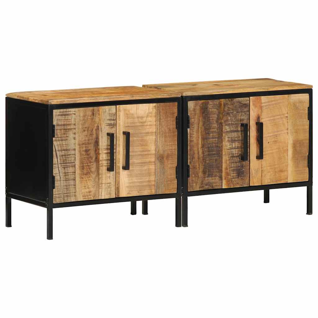 Armario de Noche 2 pcs 40 x 33 x 46 cm Madera de mango maciza