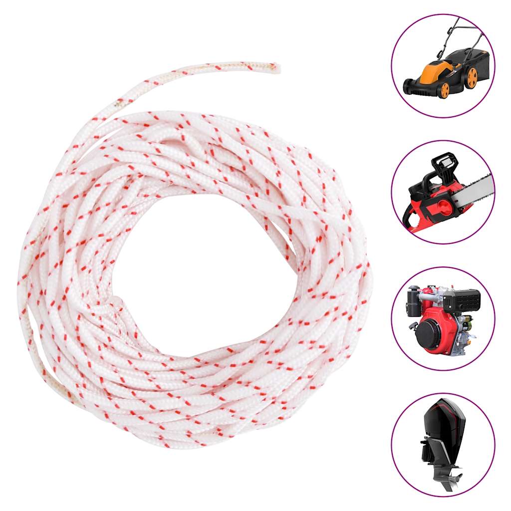 Cordón de arranque nailon blanco y rojo Ø3 mm 10 m