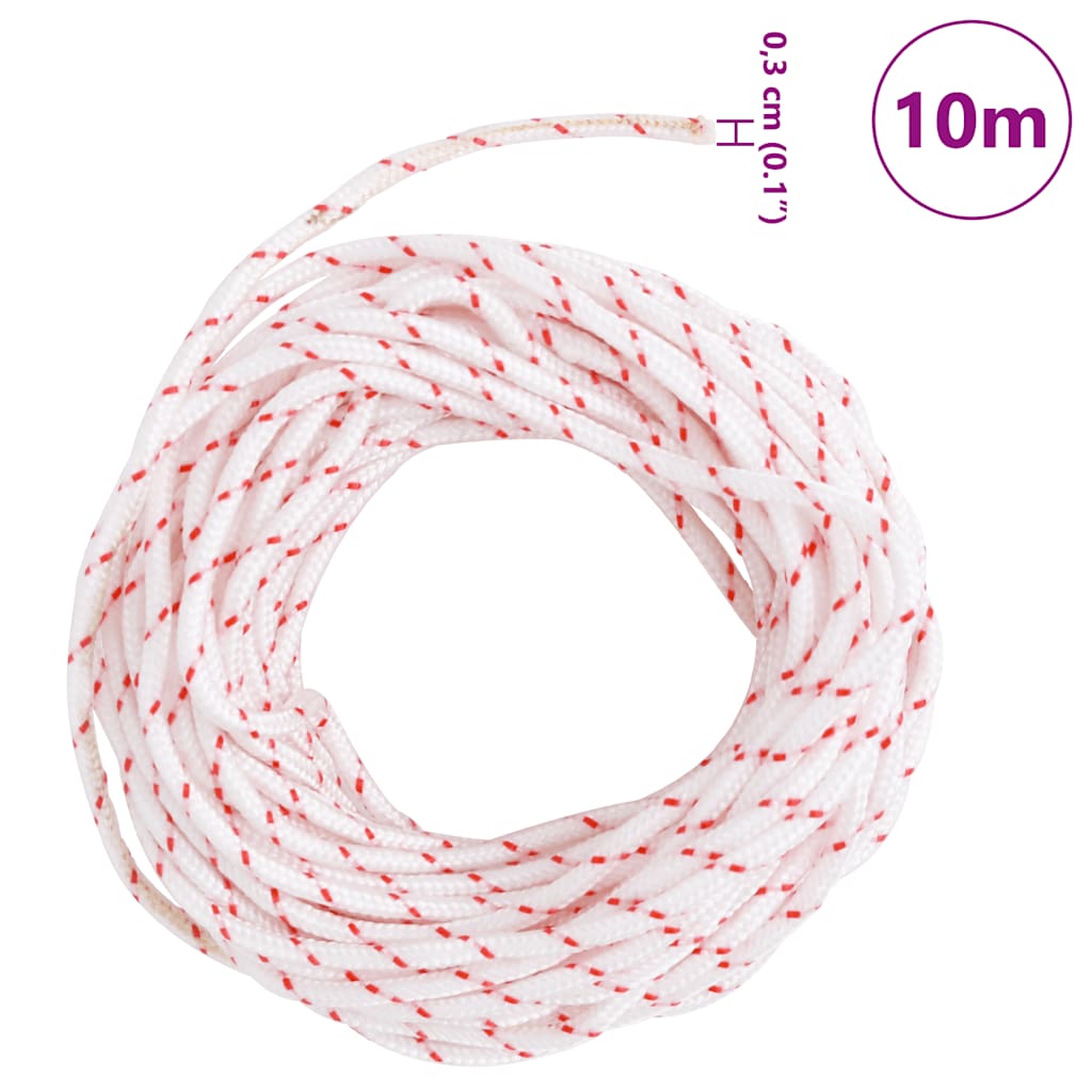 Cordón de arranque nailon blanco y rojo Ø3 mm 10 m