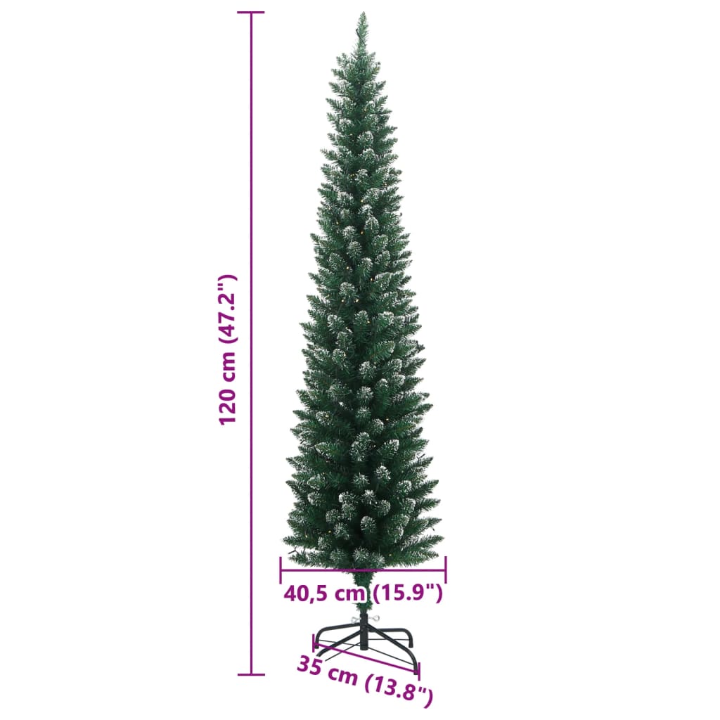 Árbol de Navidad artificial estrecho 150 LEDs 120 cm