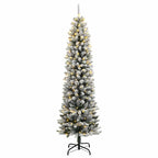 Árbol de Navidad artificial con 150 LEDs y nieve flocada 120 cm