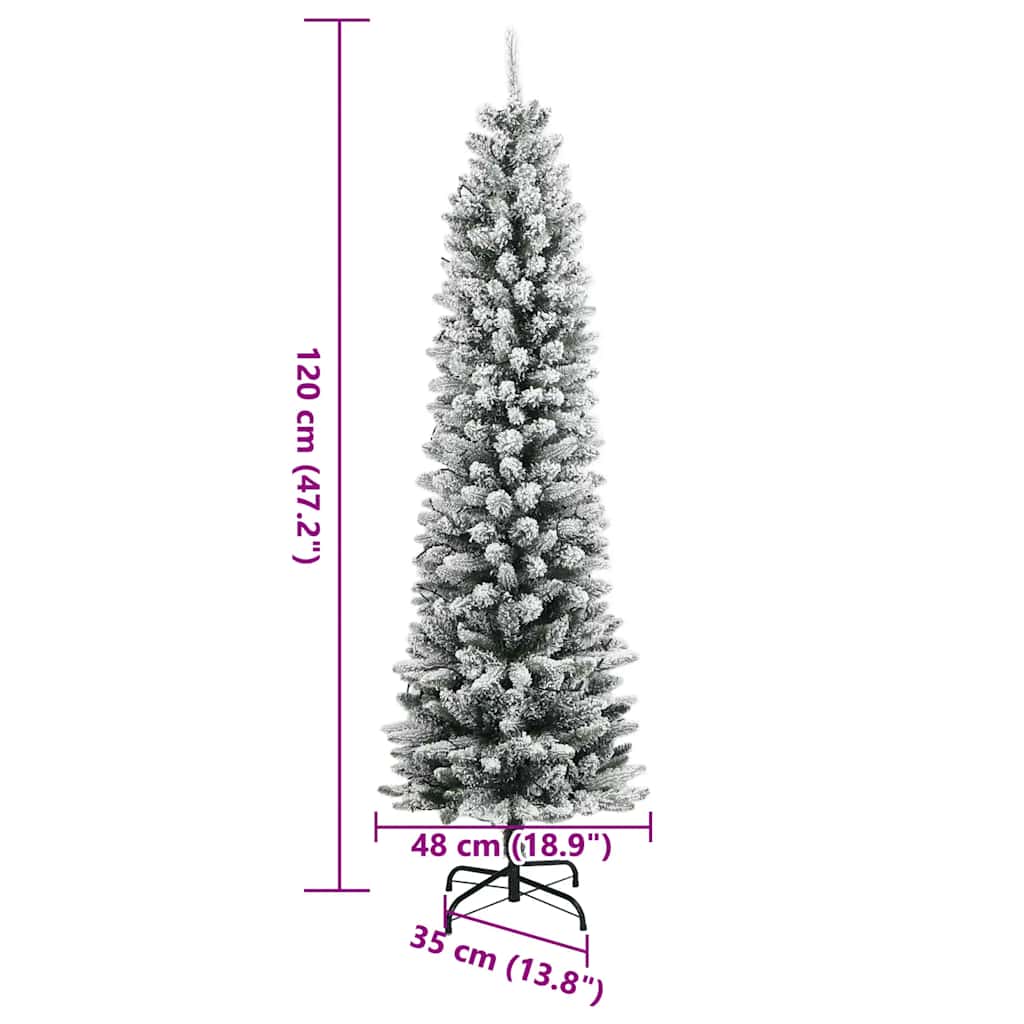 Árbol de Navidad artificial con 150 LEDs y nieve flocada 120 cm