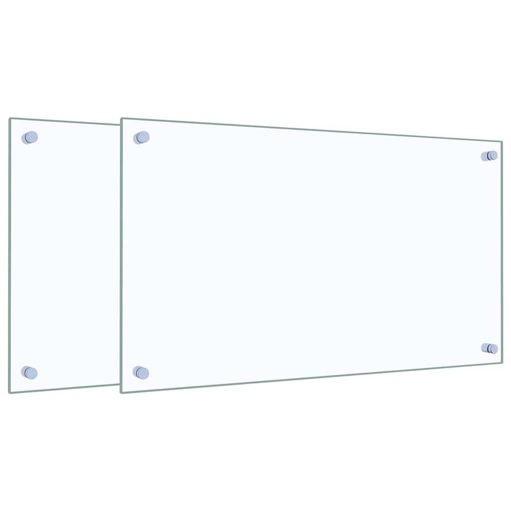 Salpicaderos cocina 2 uds vidrio templado transparente 70x40 cm