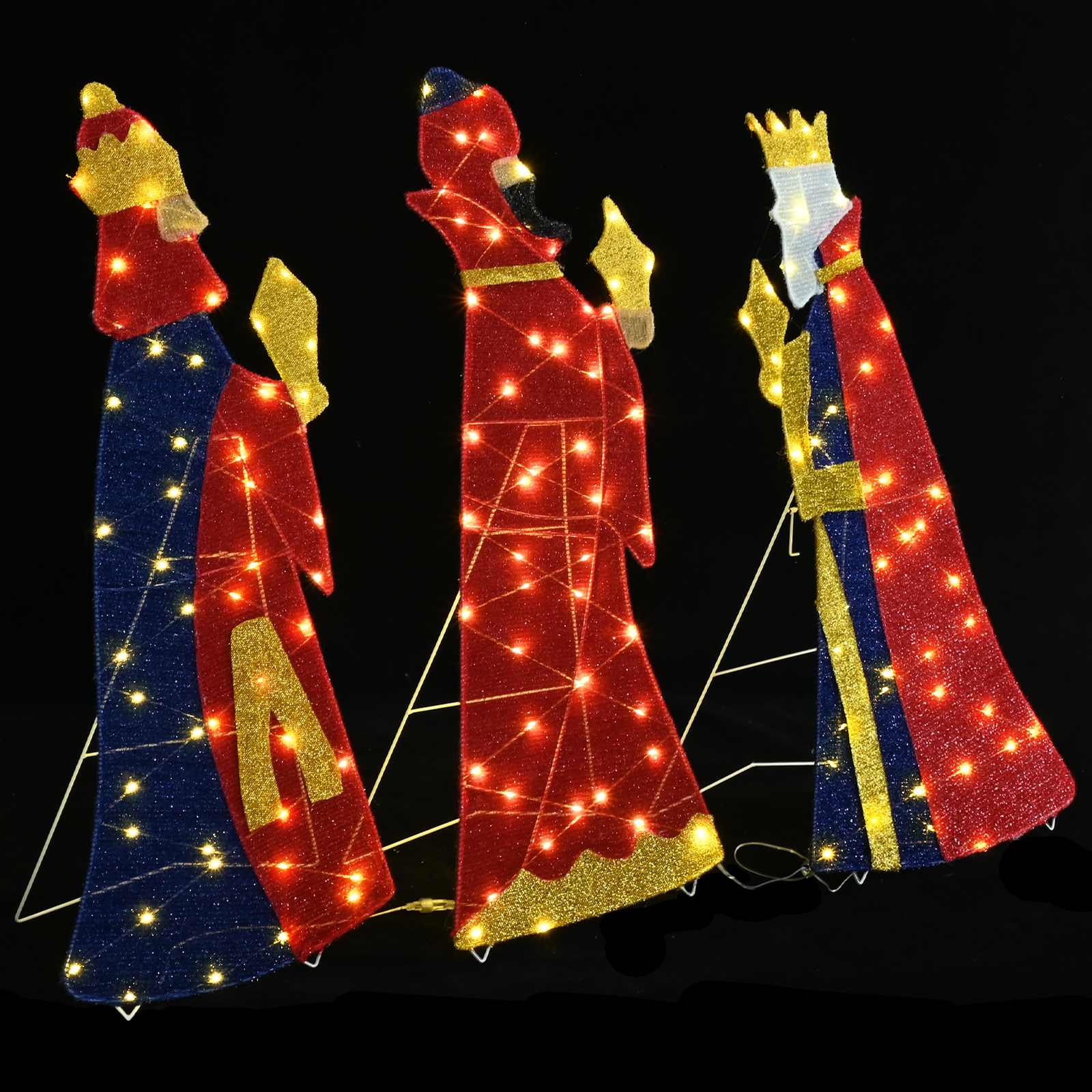 Iluminación navideña de los 3 Reyes Magos 3 pcs Cálido 105 cm