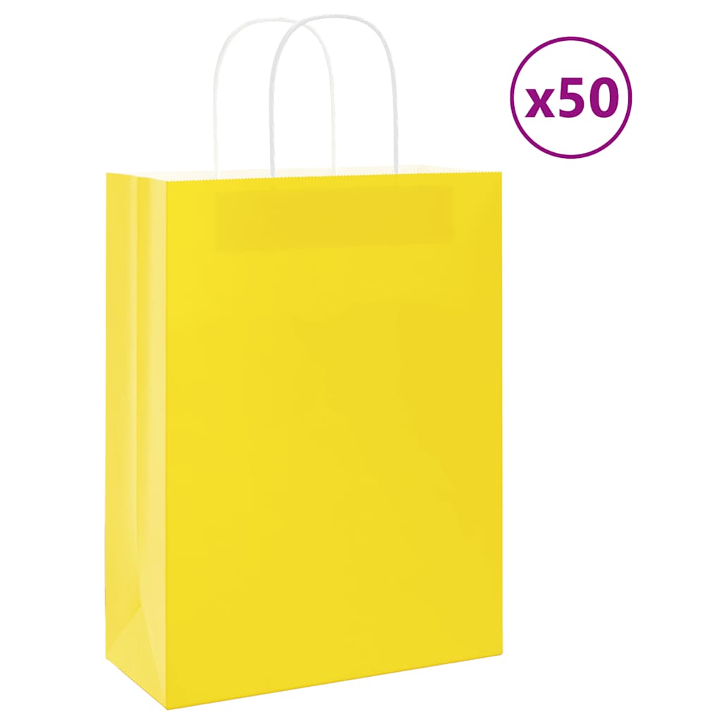 Bolsas de papel con asas 250 uds amarillas 15x8x21 cm
