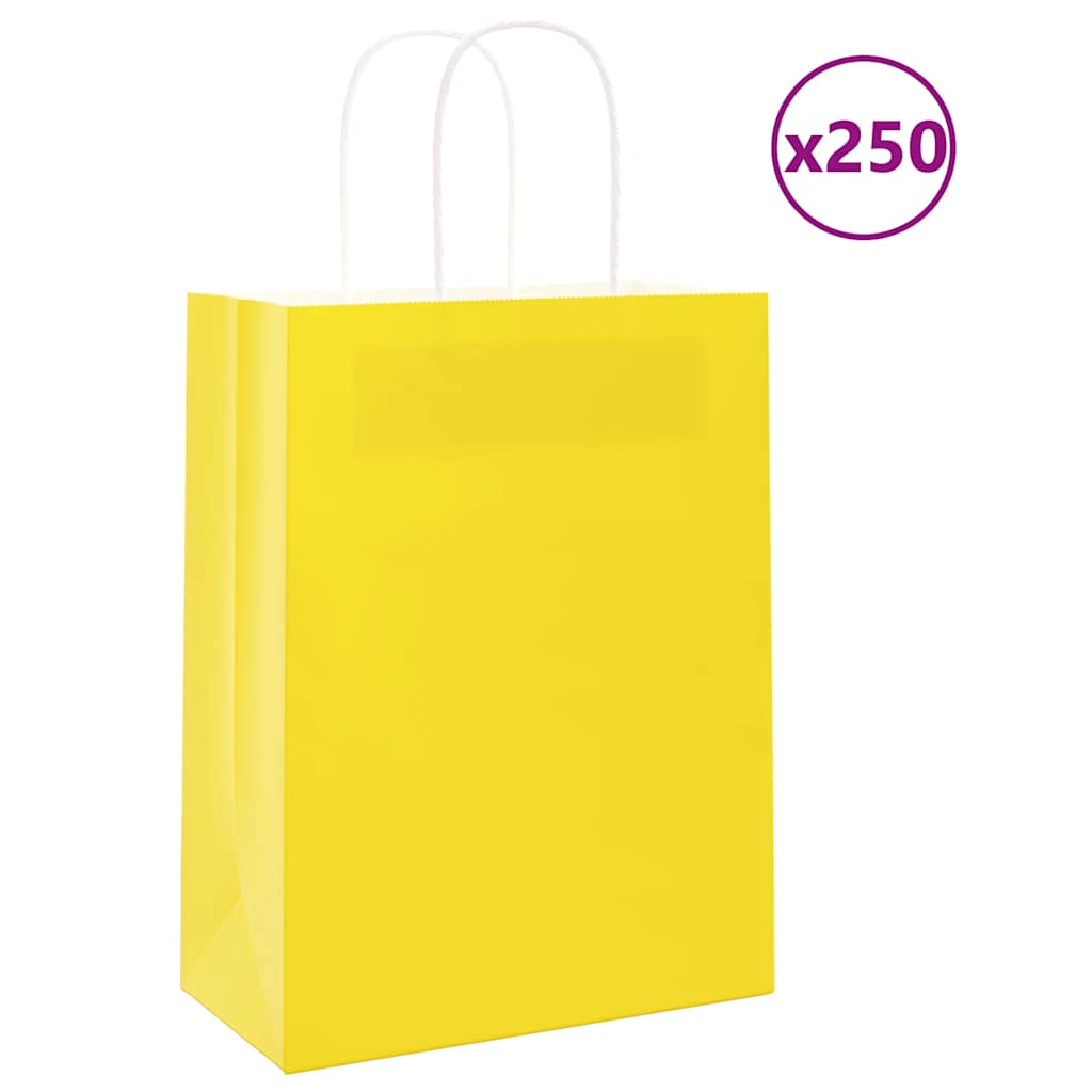 Bolsas de papel con asas 250 uds amarillas 15x8x21 cm
