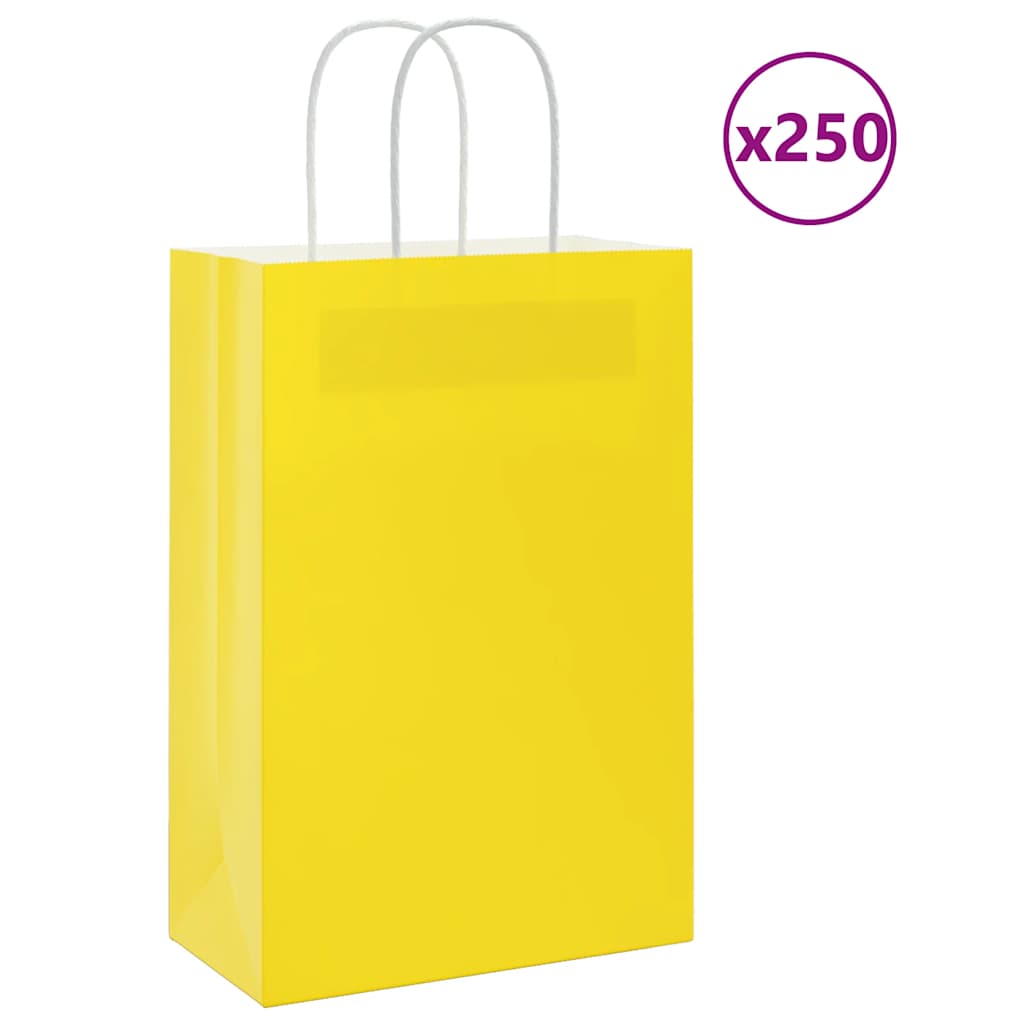 Bolsas de papel con asas 250 uds amarillas 15x8x21 cm
