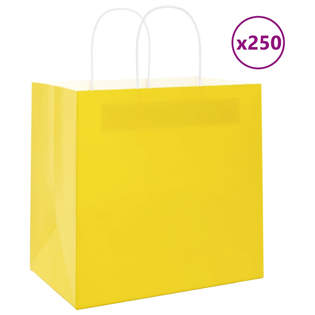 Bolsas de papel con asas 250 uds amarillas 15x8x21 cm