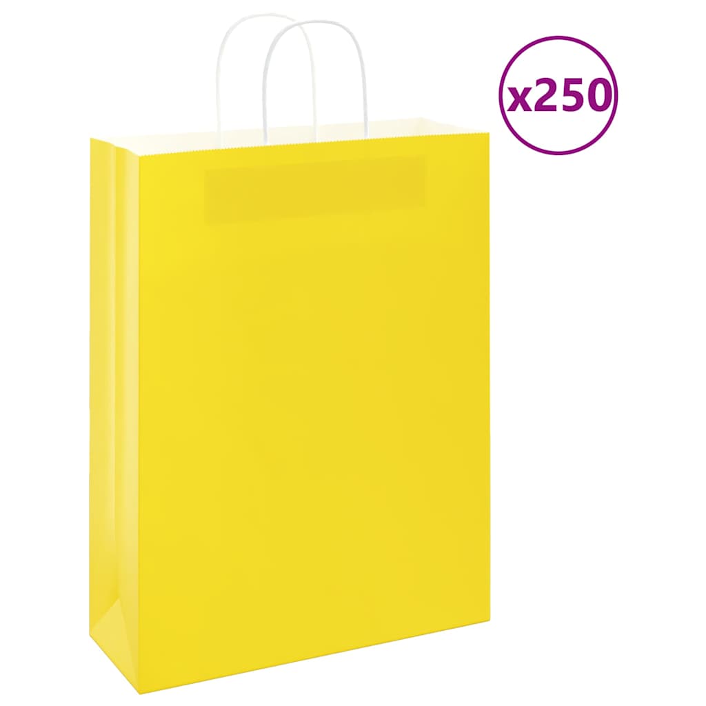 Bolsas de papel con asas 250 uds amarillas 15x8x21 cm