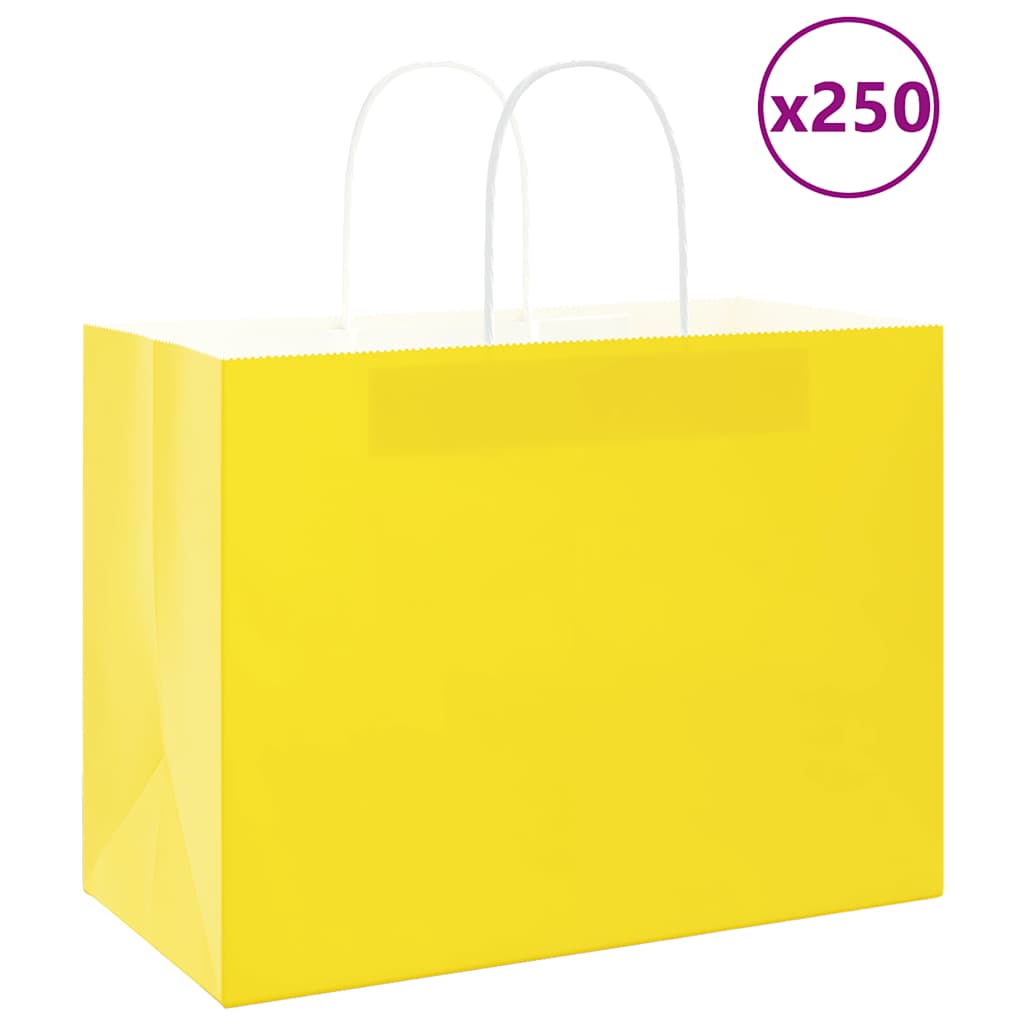 Bolsas de papel con asas 250 uds amarillas 15x8x21 cm