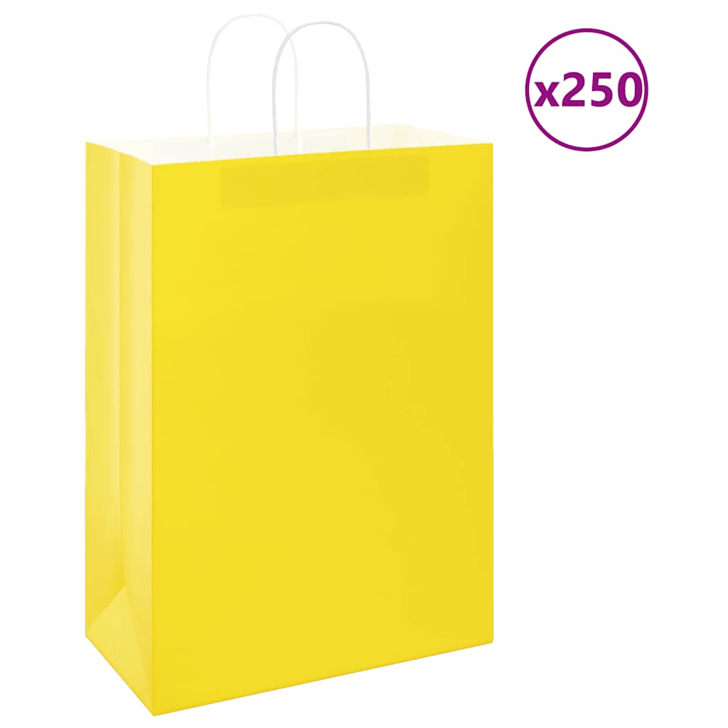 Bolsas de papel con asas 250 uds amarillas 15x8x21 cm