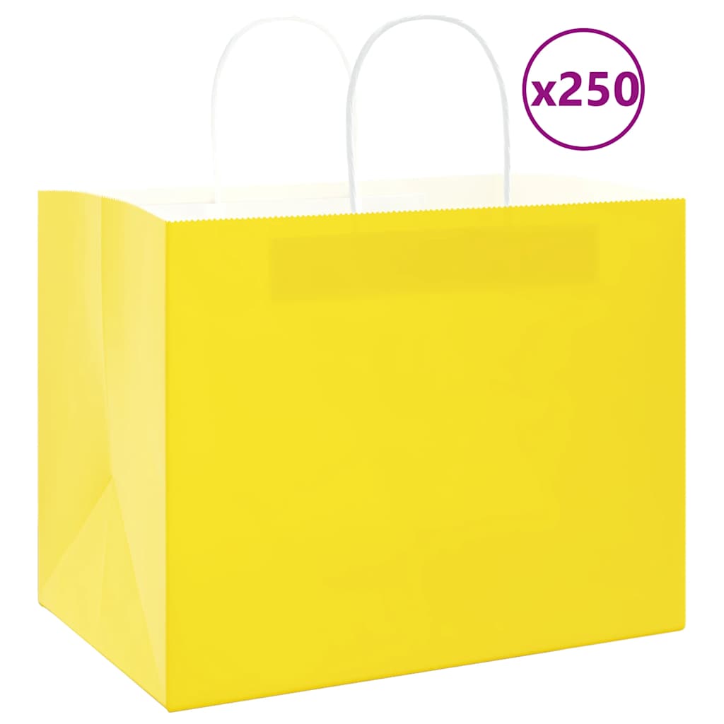 Bolsas de papel con asas 250 uds amarillas 15x8x21 cm