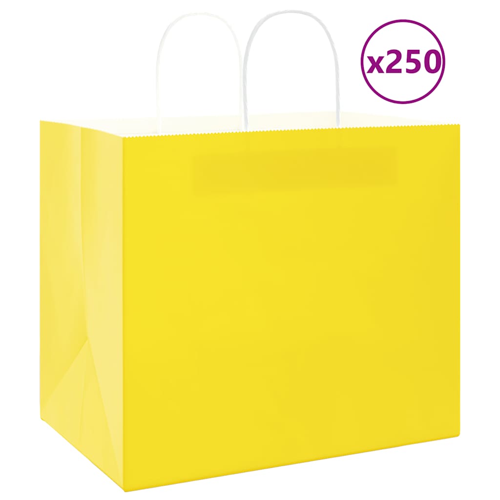 Bolsas de papel con asas 250 uds amarillas 15x8x21 cm