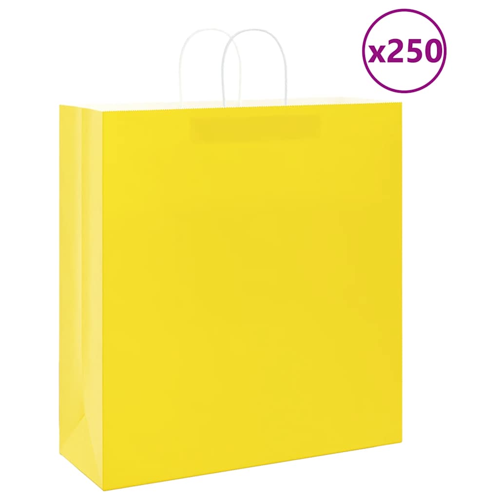Bolsas de papel con asas 250 uds amarillas 15x8x21 cm