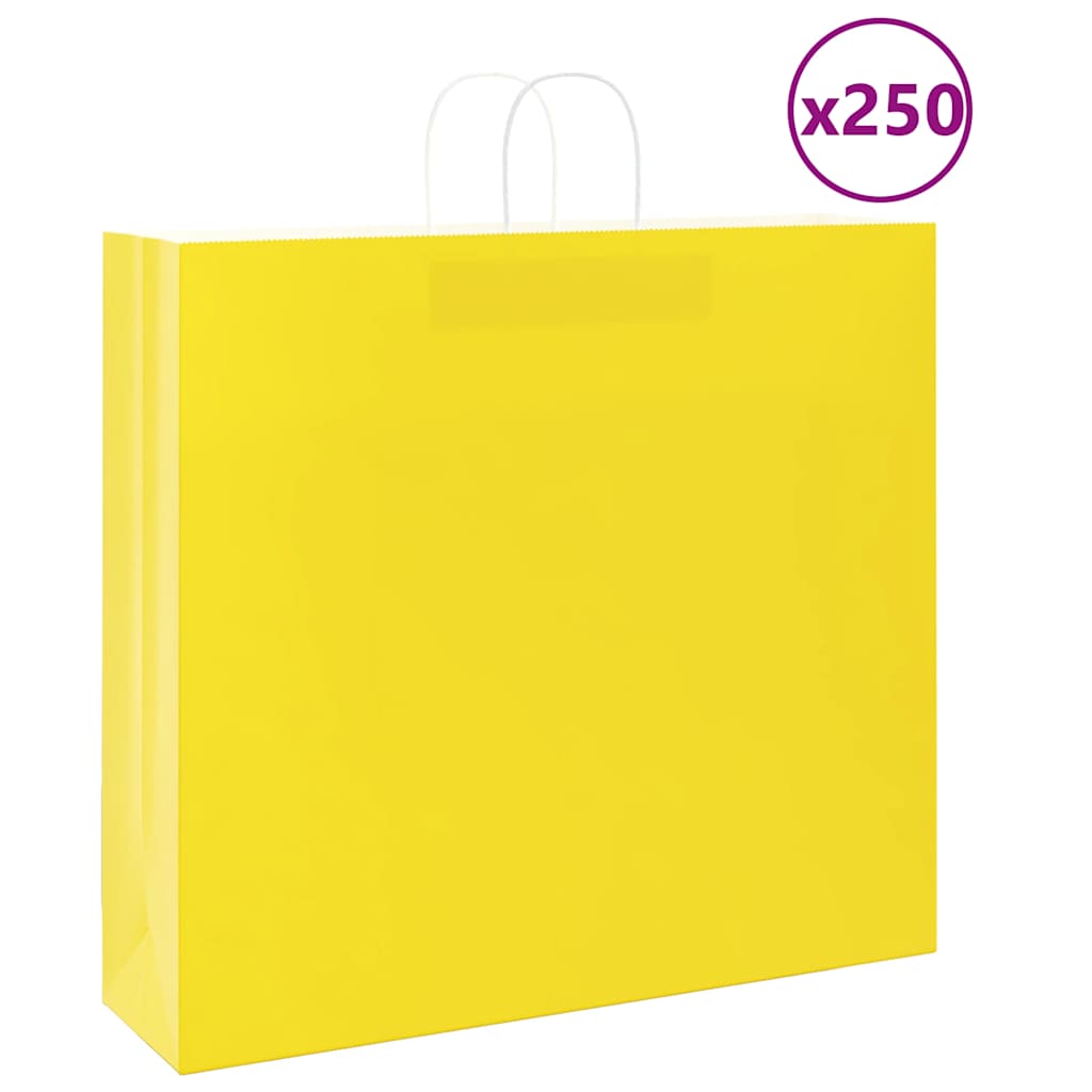 Bolsas de papel con asas 250 uds amarillas 15x8x21 cm