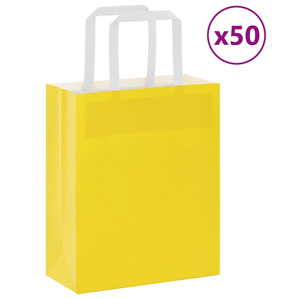 Bolsas de papel con asas 250 uds amarillas 15x8x21 cm