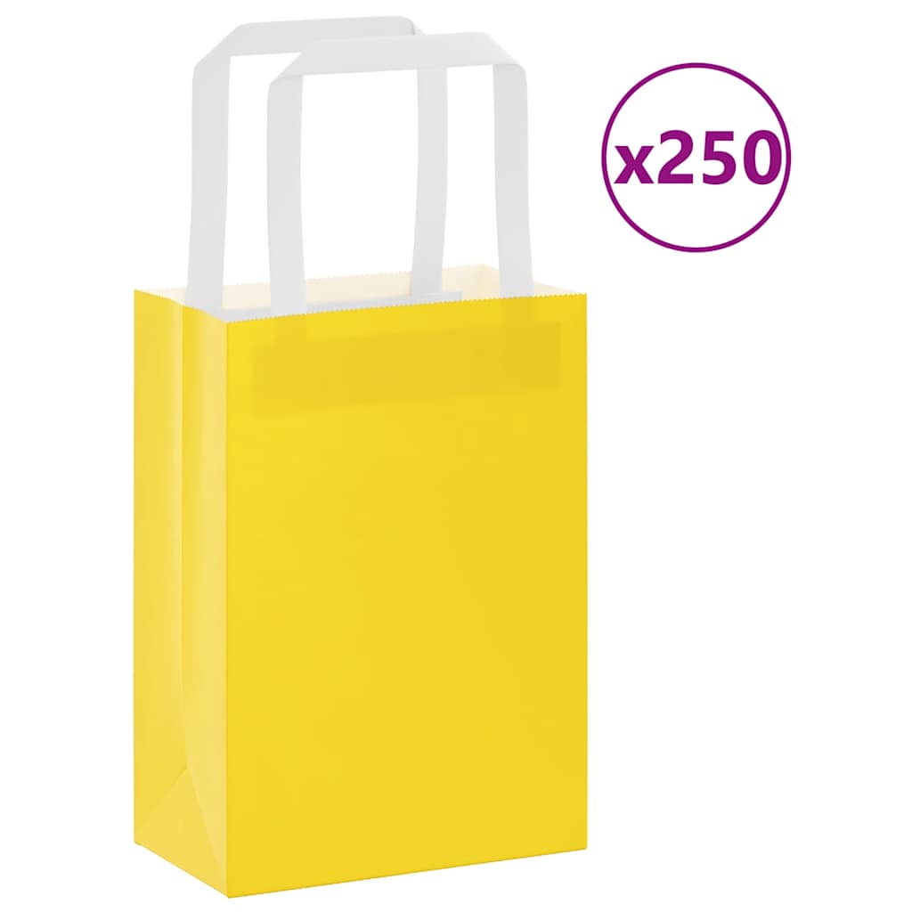 Bolsas de papel con asas 250 uds amarillas 15x8x21 cm