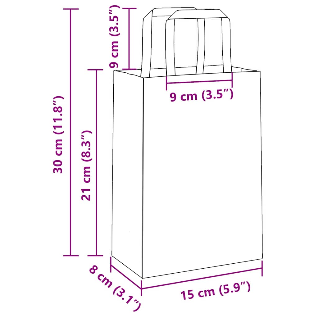 Bolsas de papel con asas 250 uds amarillas 15x8x21 cm