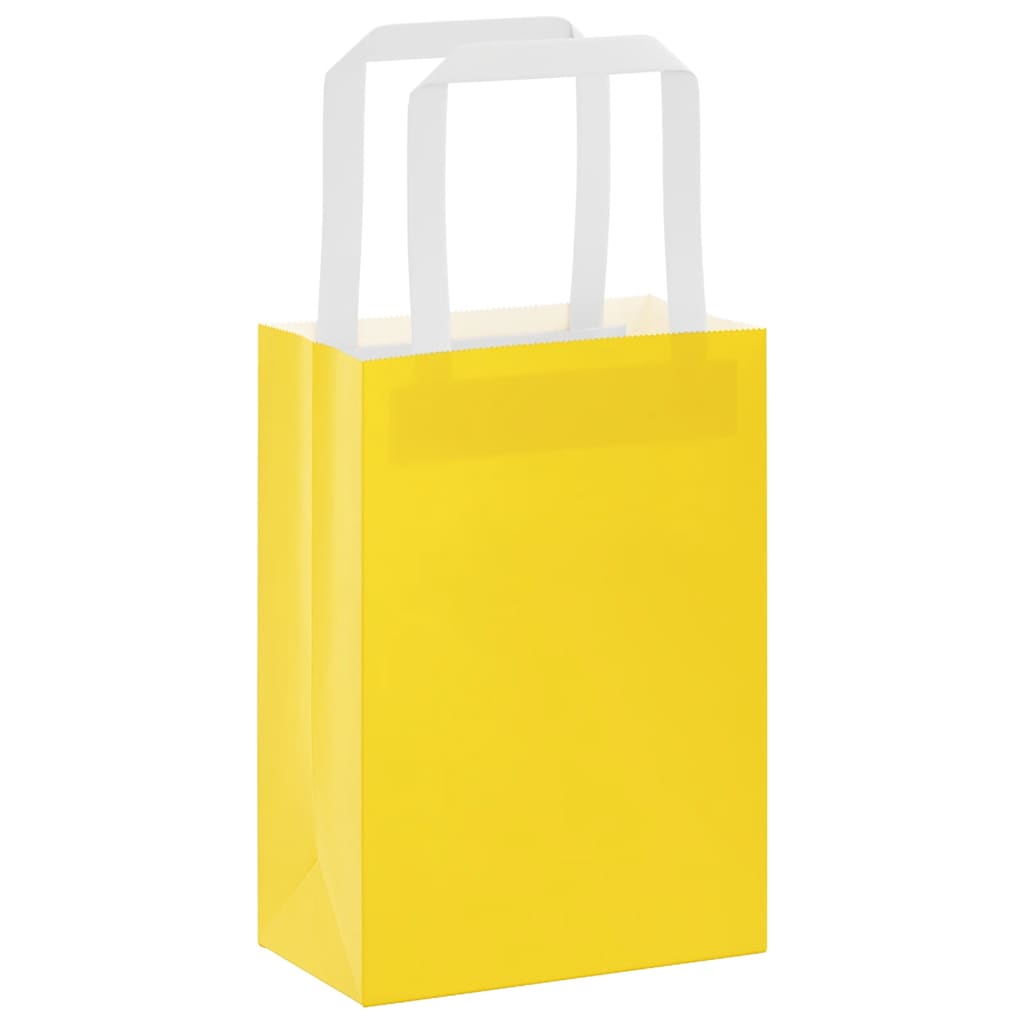 Bolsas de papel con asas 250 uds amarillas 15x8x21 cm