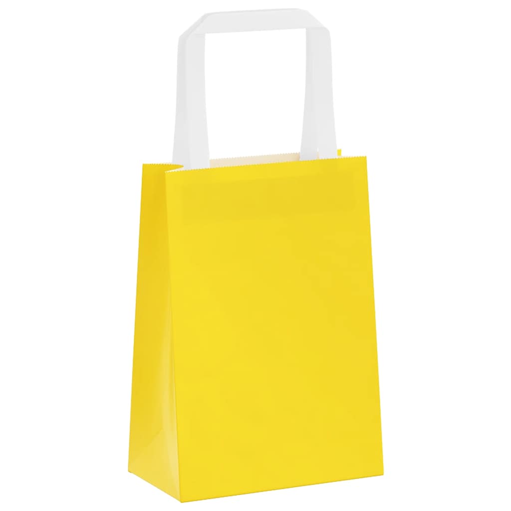 Bolsas de papel con asas 250 uds amarillas 15x8x21 cm